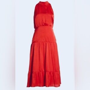 Sam Edelman Sleeveless Red Maxi Dress with Tiered Skirt, size 2